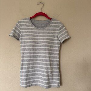 Rugby Stripe Short Sleeve Tee Shirt Light Heather Grey Size Small